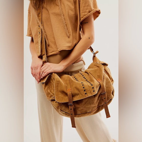 NEW Free People Zevon Distressed Messenger Bag - Picture 16 of 16